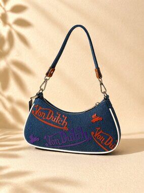 Von Dutch Denim‑Blue Shoulder Bag (NWT) — MSRP $99